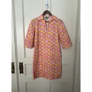 Tibi Tropical Floral Shift Dress Womens Size 8 Pink Yellow Bright Colorful